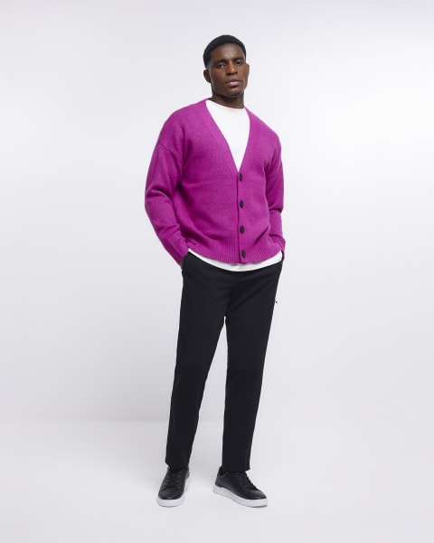 Pink boxy fit knitted cardigan