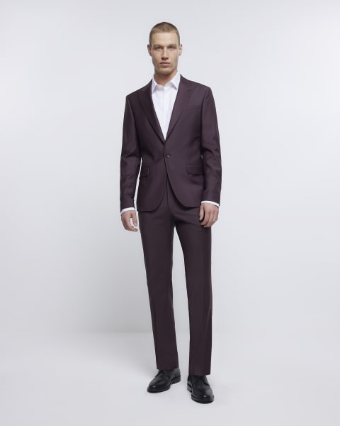 Purple slim fit wool premium suit jacket