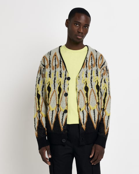 Black Regular fit Abstract print Cardigan