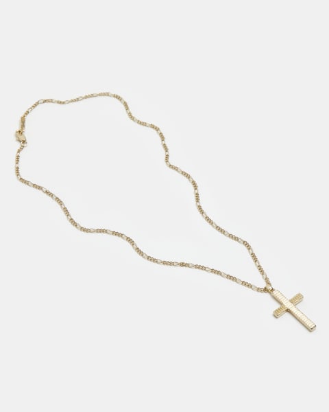 Gold plated cross chain Textured necklace