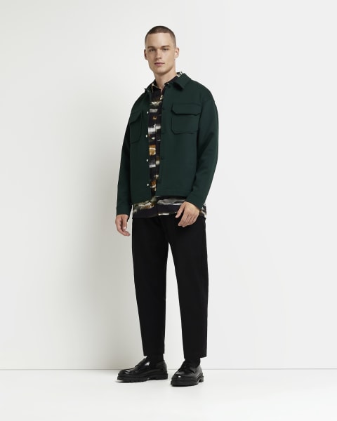 Dark green Regular fit Ponte shacket