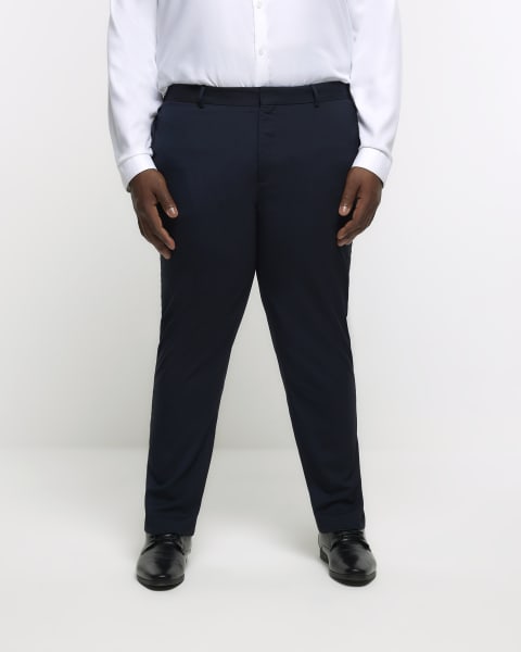 Big & Tall navy slim fit smart trousers