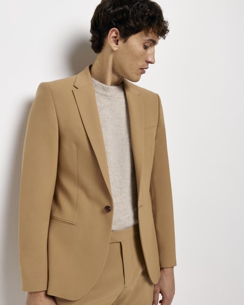 Brown Super Skinny fit Suit Jacket