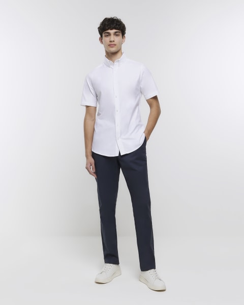 White Slim fit Stretch Oxford Shirt
