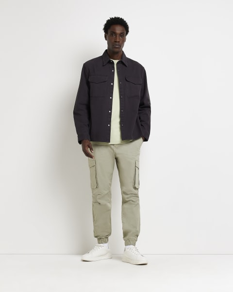 Grey ​regular fit long sleeve shacket