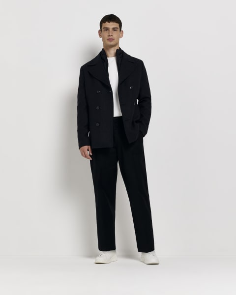 Navy Regular fit wool blend Peacoat
