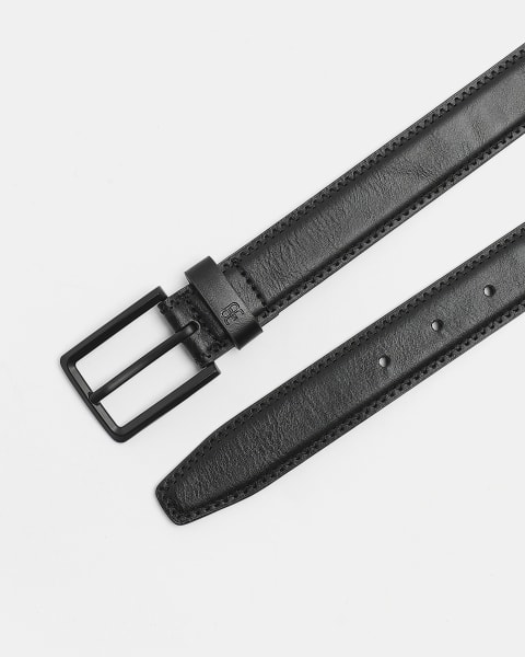 Big & Tall black faux leather belt