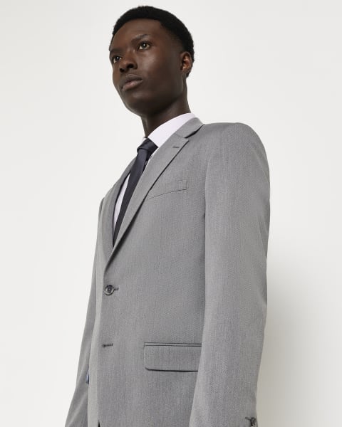 Grey Slim fit Twill Suit Jacket