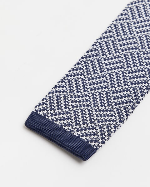 Navy print Knitted Tie