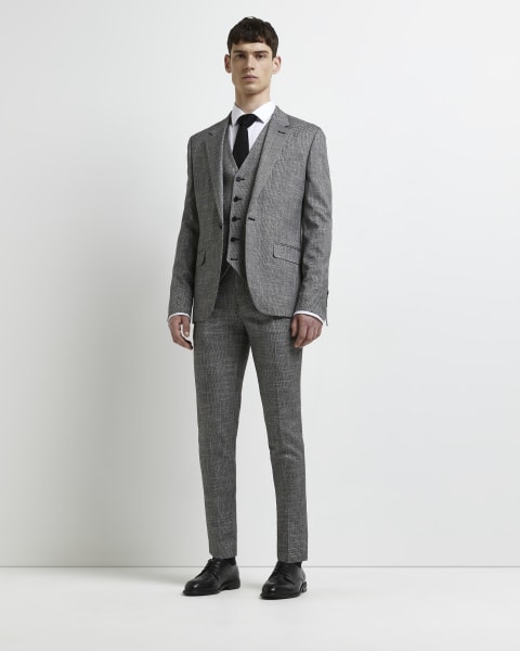 Grey Puppytooth Skinny Fit waistcoat