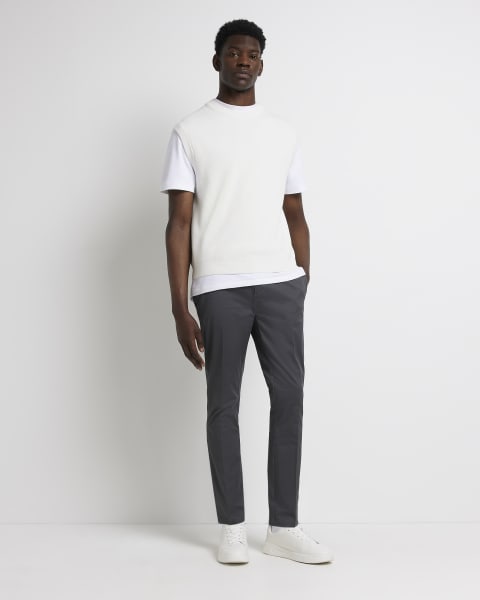 Grey skinny fit smart chino trousers