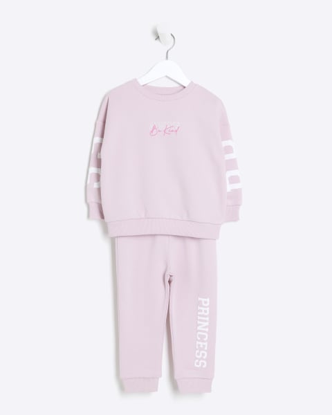 Mini girls pink princess sweatshirt set