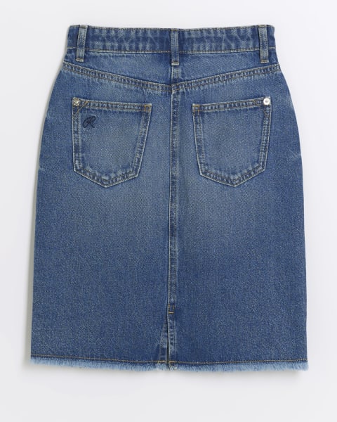 Girls Blue Denim Midi Skirt