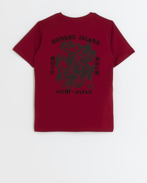 Boys red dragon graphic t-shirt