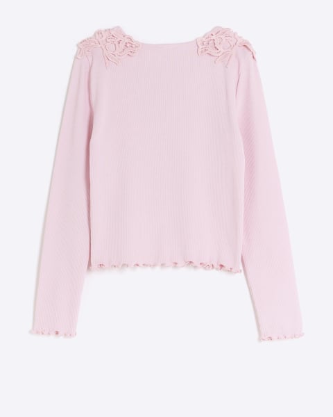 Girls pink corsage long sleeve top