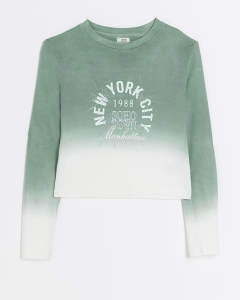 Girls green ombre long sleeve top