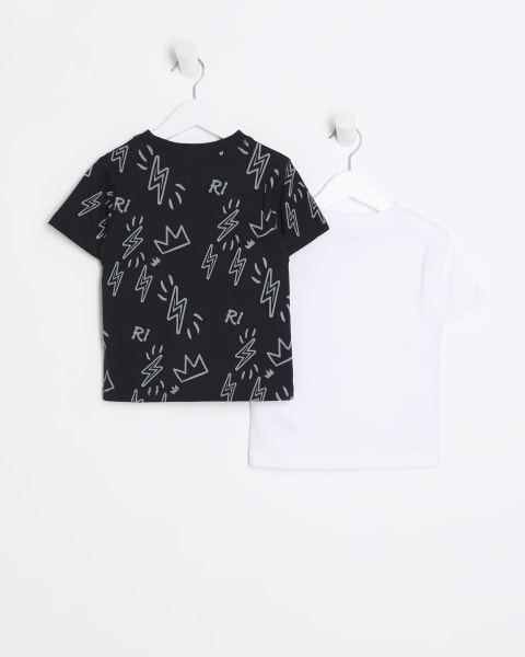 Mini Boys Black RI Lightning T-shirt 2 pack