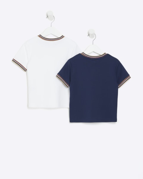 Mini boys white RI taped t-shirt 2 pack