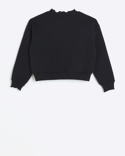 Girls black corsage sweatshirt