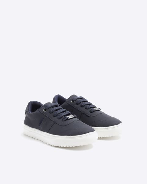 Boys navy lace up trainers