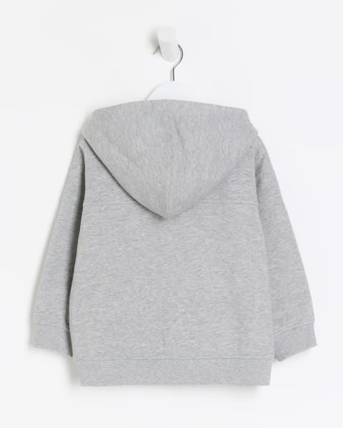 Mini boys grey zip up hoodie