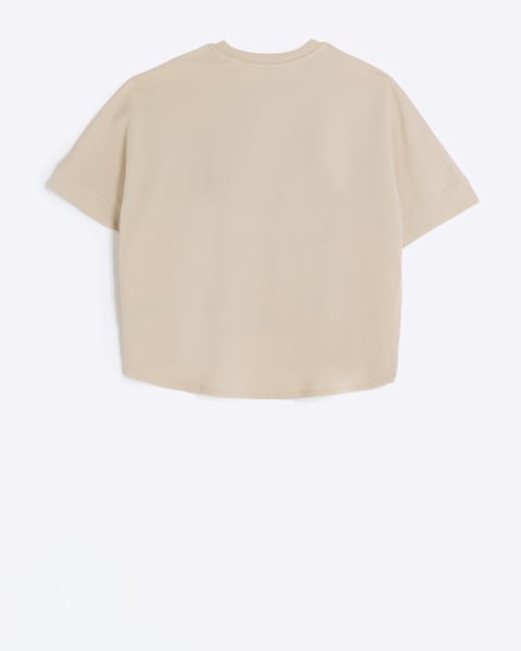 Girls brown New York crop t-shirt