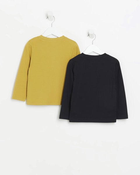 Mini boys black long sleeve t-shirt 2 pack