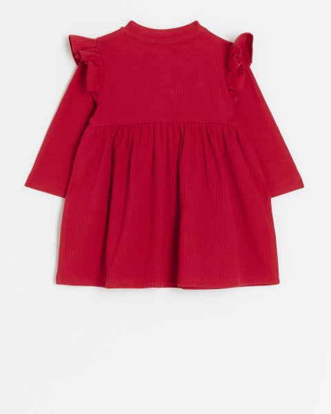 Baby girls organic red long sleeve dress