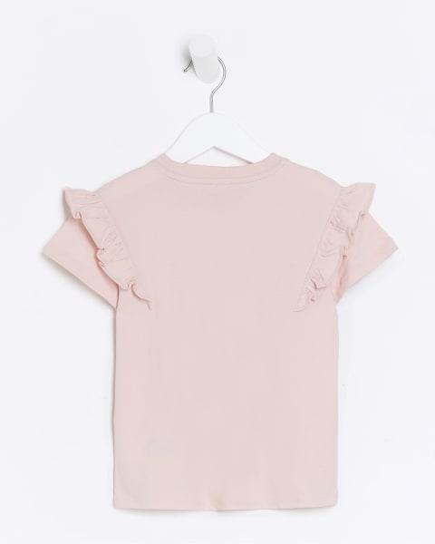Mini girls pink frill kindness t-shirt