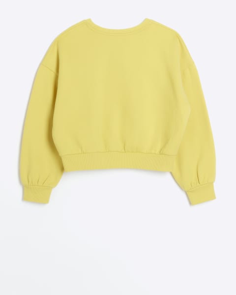 Girls yellow embellished sweatshirt