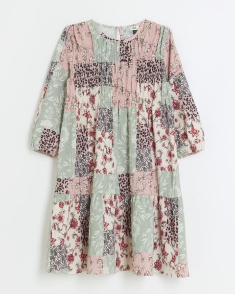 Girls pink patchwork dress