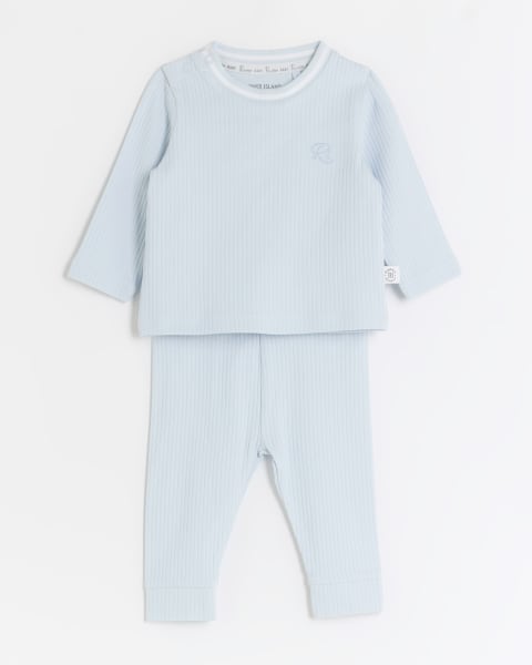 Baby boys Blue Organic Ribbed Outfit