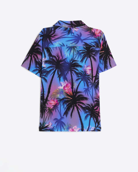 Boys blue palm tree shirt