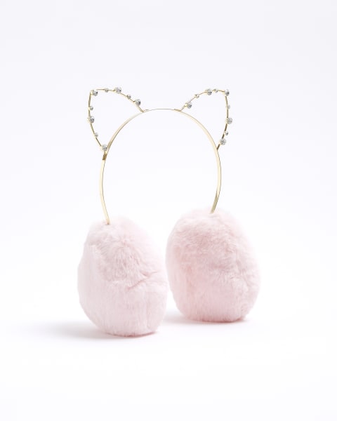 Girls pink cat ear earmuffs