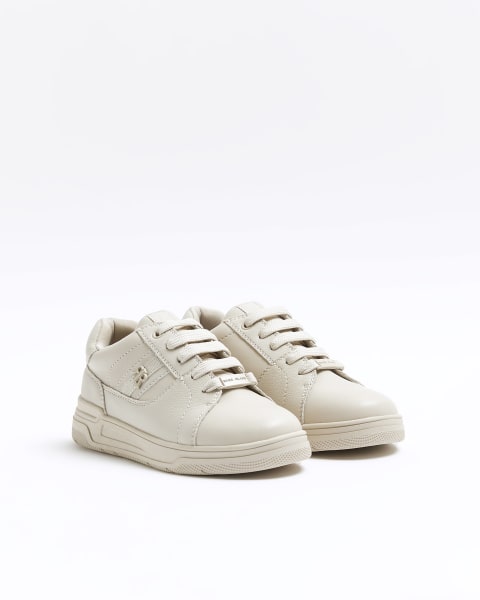 Boys stone lace up trainers