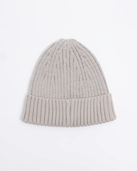 Boys stone knitted beanie hat