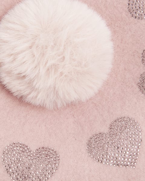Girls pink heart beret