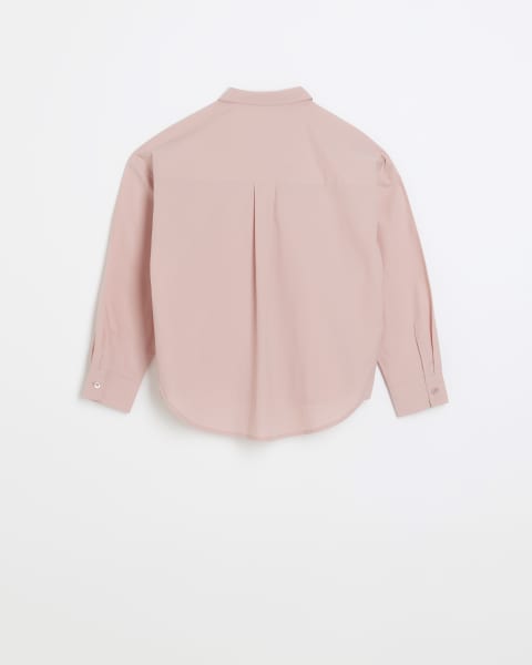 Girls pink embellished long sleeve shirt