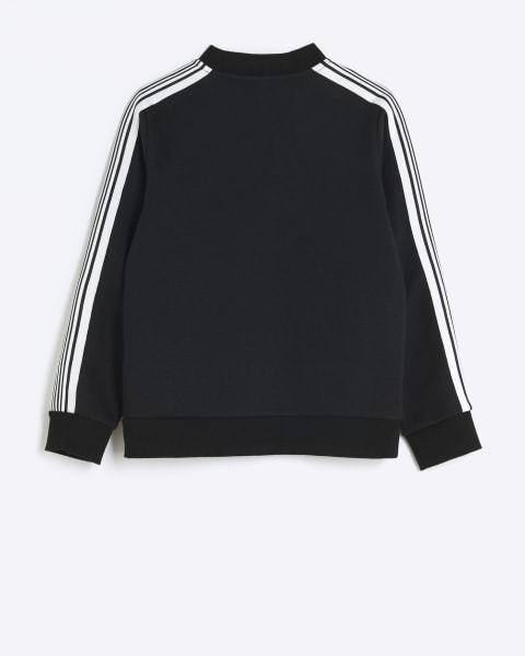 Boys black taped zip up track top