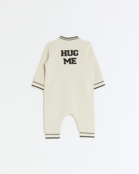 Baby boys cream embroidered all in one