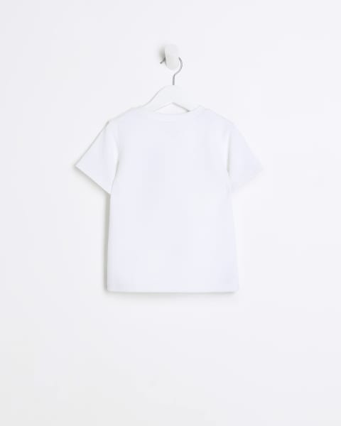 Mini boys white textured t-shirt