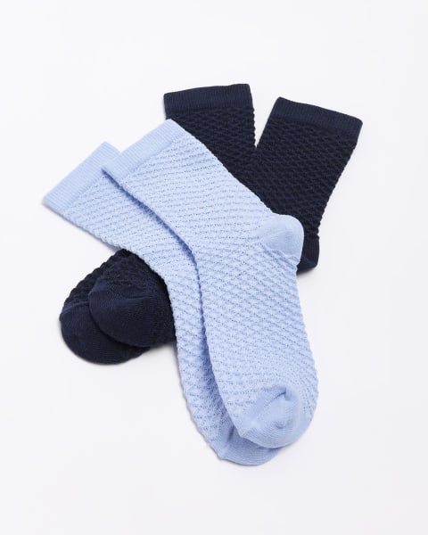 Boys navy textured socks 2 pack