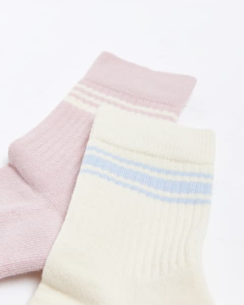 Girls pink varsity socks 2 pack
