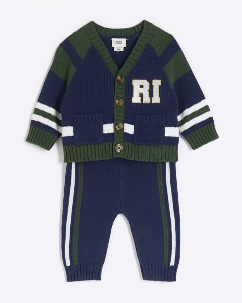 Baby Boys Navy Varsity Cardi  and Jogger Set