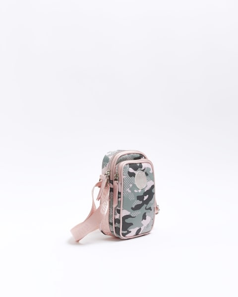 Girls khaki camo cross body festival bag