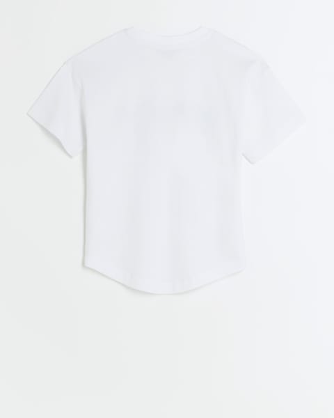 Girls white heart print t-shirt