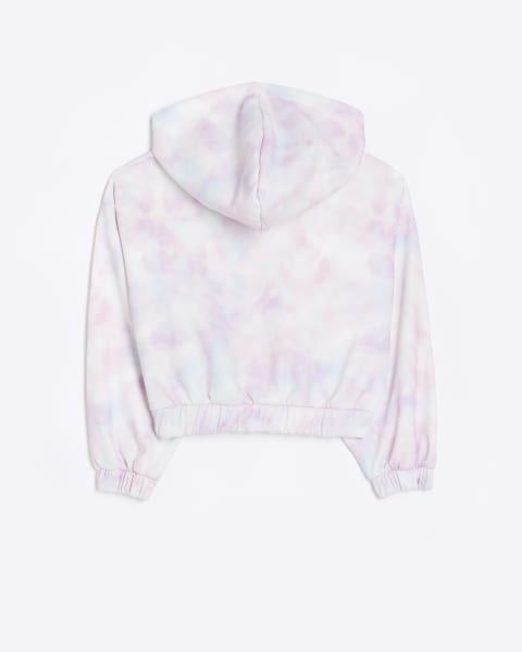 Girls pink tie dye zip up hoodie
