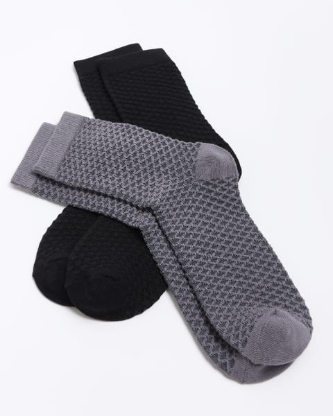 Boys grey textured socks 2 pack