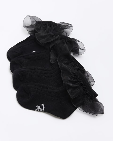 Mini girls black frill socks 2 pack