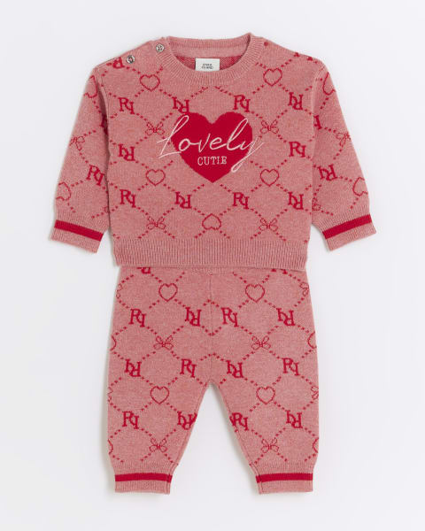 Baby girls pink RI monogram jumper set